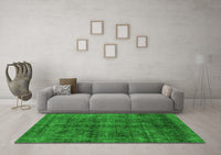 Machine Washable Abstract Green Modern Rug, wshabs2105grn