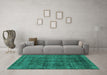 Machine Washable Abstract Turquoise Modern Area Rugs in a Living Room,, wshabs2105turq