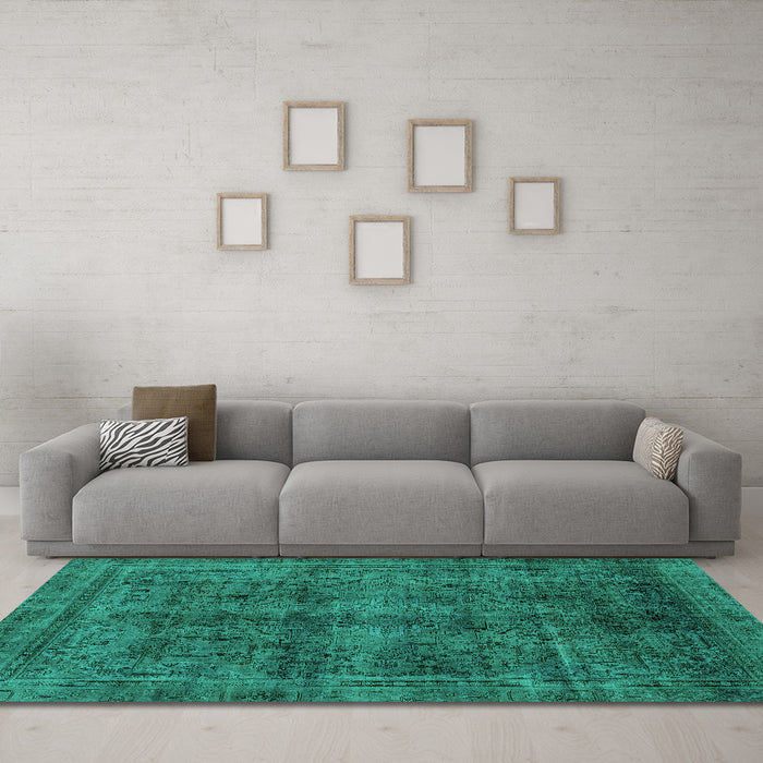 Machine Washable Abstract Turquoise Modern Area Rugs in a Living Room,, wshabs2105turq