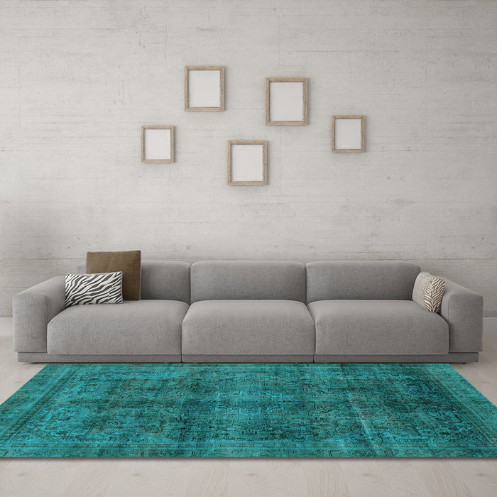 Machine Washable Abstract Light Blue Modern Rug in a Living Room, wshabs2105lblu