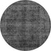 Round Machine Washable Abstract Gray Modern Rug, wshabs2105gry