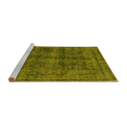 Sideview of Machine Washable Abstract Yellow Modern Rug, wshabs2105yw