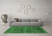 Machine Washable Abstract Emerald Green Modern Area Rugs in a Living Room,, wshabs2105emgrn