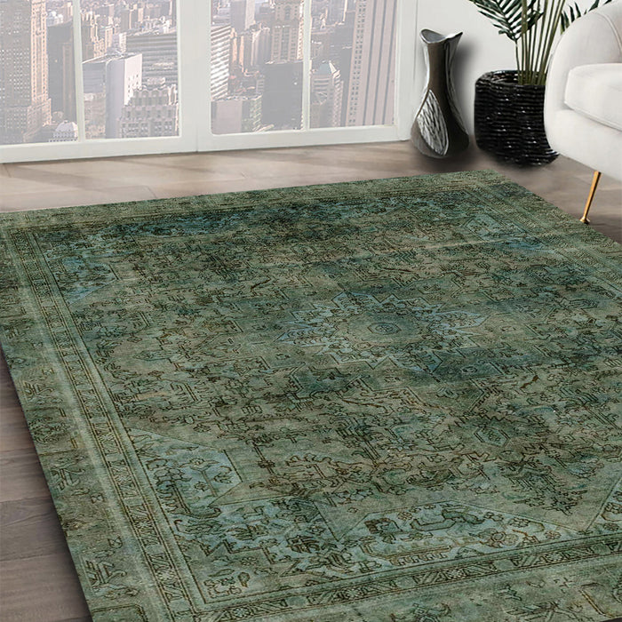 Machine Washable Abstract Army Green Rug in a Family Room, wshabs2105