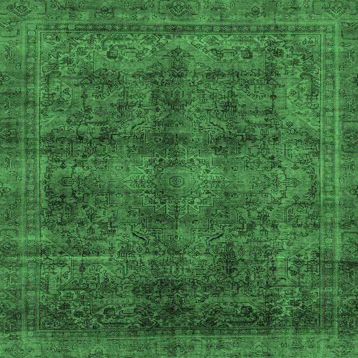 Square Machine Washable Abstract Emerald Green Modern Area Rugs, wshabs2105emgrn
