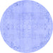 Round Abstract Blue Modern Rug, abs2106blu