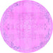 Round Machine Washable Abstract Purple Modern Area Rugs, wshabs2106pur