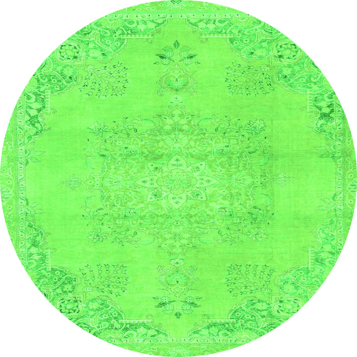 Round Abstract Green Modern Rug, abs2106grn