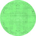 Round Abstract Emerald Green Modern Rug, abs2106emgrn