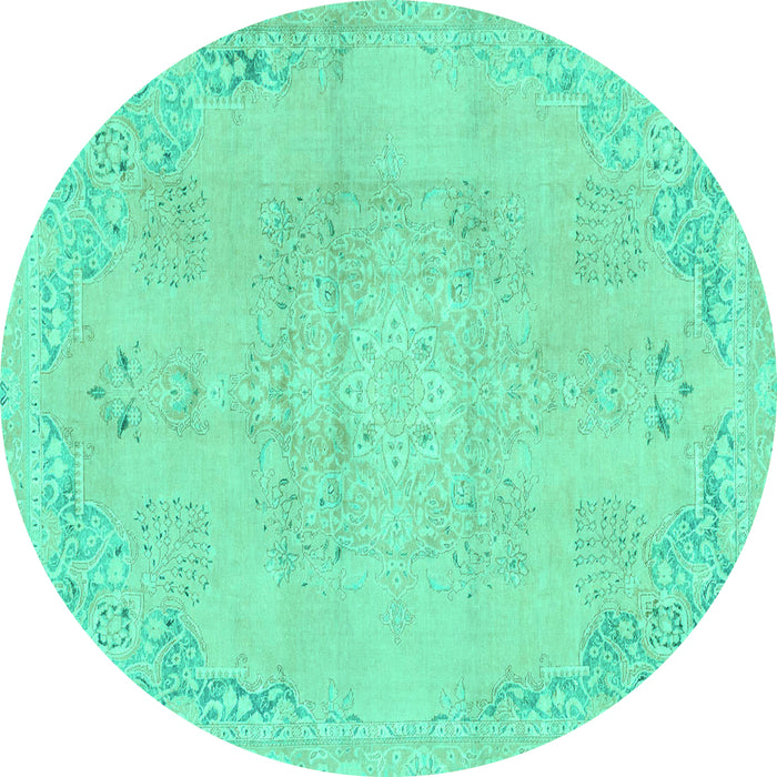 Round Abstract Turquoise Modern Rug, abs2106turq