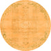 Round Abstract Orange Modern Rug, abs2106org