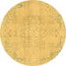 Round Abstract Brown Modern Rug, abs2106brn