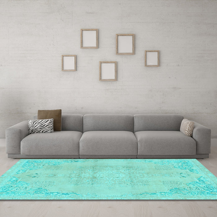 Machine Washable Abstract Light Blue Modern Rug in a Living Room, wshabs2106lblu