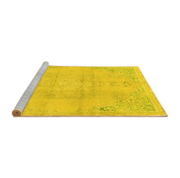 Sideview of Machine Washable Abstract Yellow Modern Rug, wshabs2106yw