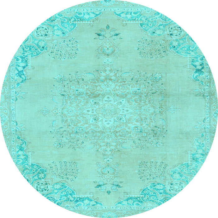 Round Machine Washable Abstract Light Blue Modern Rug, wshabs2106lblu