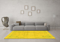 Machine Washable Abstract Yellow Modern Rug, wshabs2106yw