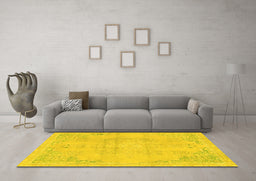 Machine Washable Abstract Yellow Modern Rug in a Living Room, wshabs2106yw