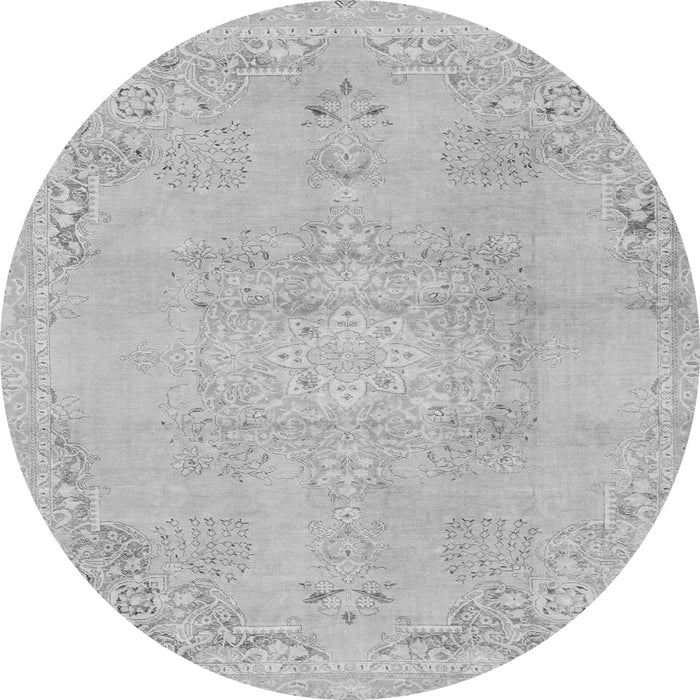 Round Machine Washable Abstract Gray Modern Rug, wshabs2106gry