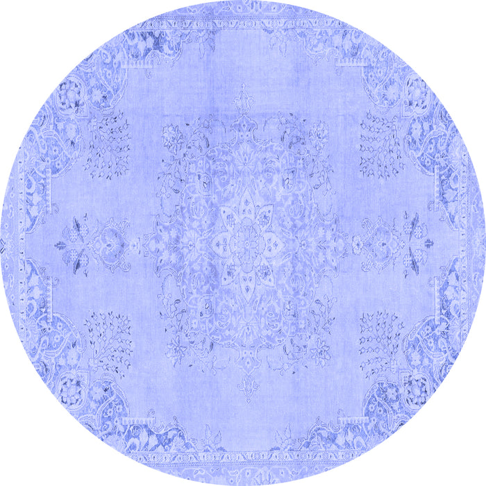 Round Machine Washable Abstract Blue Modern Rug, wshabs2106blu