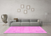 Machine Washable Abstract Pink Modern Rug, wshabs2106pnk