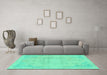 Machine Washable Abstract Turquoise Modern Area Rugs in a Living Room,, wshabs2106turq