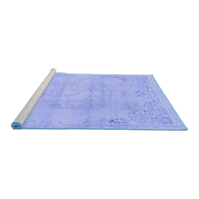 Sideview of Machine Washable Abstract Blue Modern Rug, wshabs2106blu