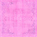 Square Machine Washable Abstract Pink Modern Rug, wshabs2106pnk