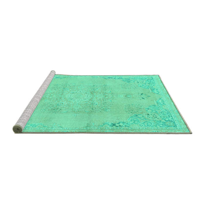 Sideview of Machine Washable Abstract Turquoise Modern Area Rugs, wshabs2106turq