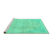 Sideview of Machine Washable Abstract Turquoise Modern Area Rugs, wshabs2106turq