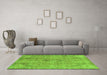 Machine Washable Abstract Green Modern Area Rugs in a Living Room,, wshabs2107grn