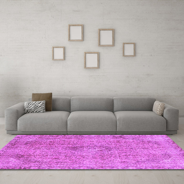 Machine Washable Abstract Purple Modern Area Rugs in a Living Room, wshabs2107pur