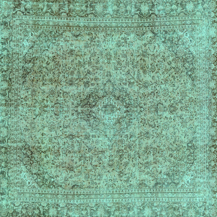 Square Machine Washable Abstract Turquoise Modern Area Rugs, wshabs2107turq