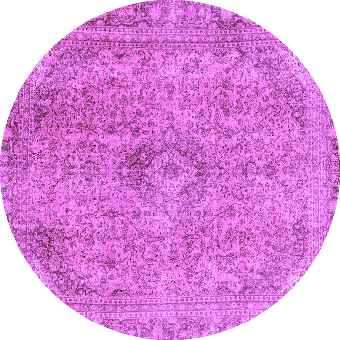Round Machine Washable Abstract Purple Modern Area Rugs, wshabs2107pur