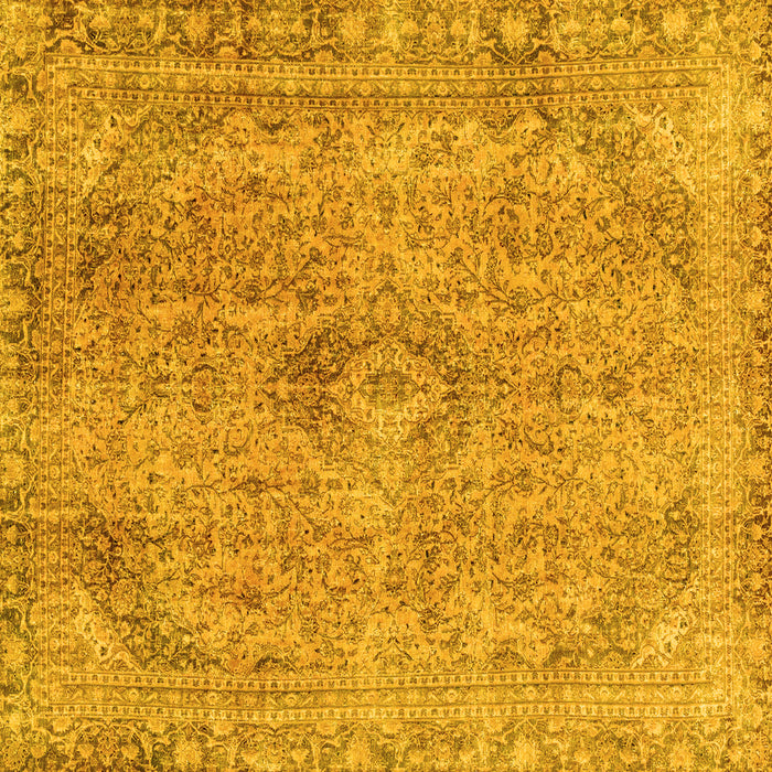 Square Machine Washable Abstract Yellow Modern Rug, wshabs2107yw