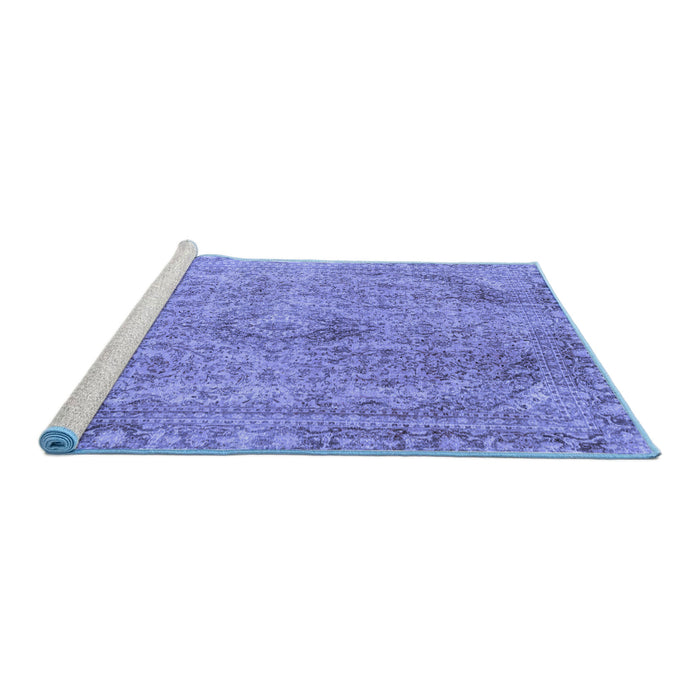 Sideview of Machine Washable Abstract Blue Modern Rug, wshabs2107blu