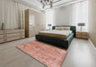 Abstract Light Salmon Rose Pink Modern Rug in a Bedroom, abs2107