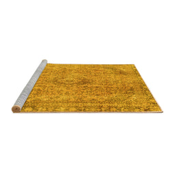 Sideview of Machine Washable Abstract Yellow Modern Rug, wshabs2107yw