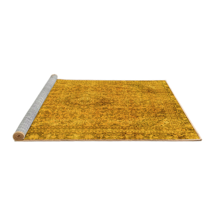 Sideview of Machine Washable Abstract Yellow Modern Rug, wshabs2107yw