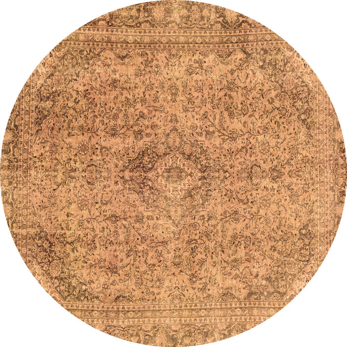 Round Abstract Brown Modern Rug, abs2107brn