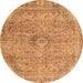 Round Abstract Brown Modern Rug, abs2107brn