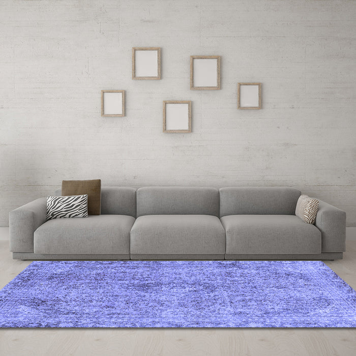 Machine Washable Abstract Blue Modern Rug in a Living Room, wshabs2107blu