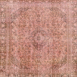 Square Machine Washable Abstract Light Salmon Rose Pink Rug, wshabs2107