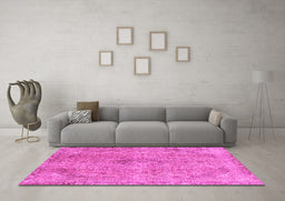Machine Washable Abstract Pink Modern Rug in a Living Room, wshabs2107pnk