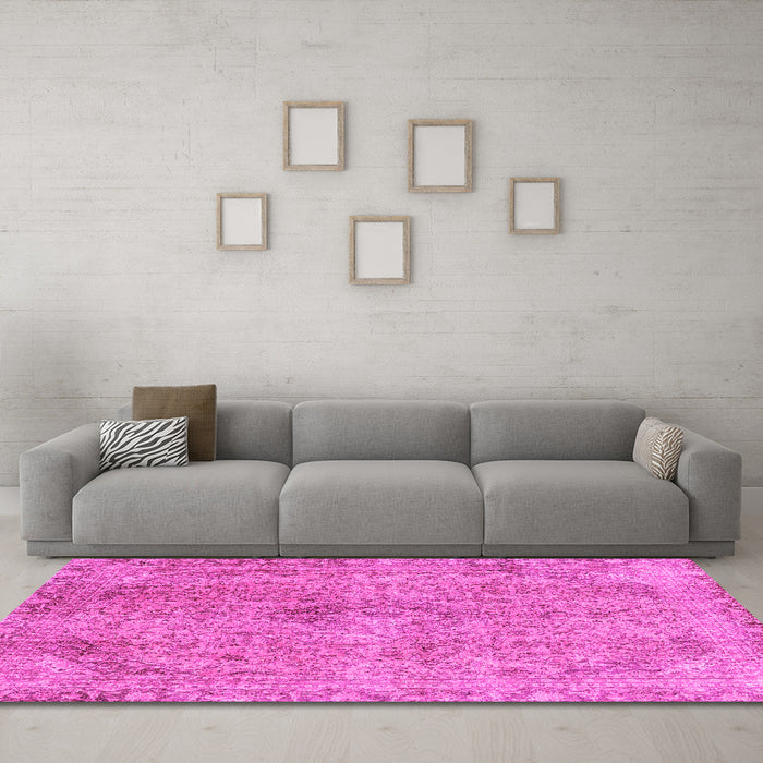 Machine Washable Abstract Pink Modern Rug in a Living Room, wshabs2107pnk