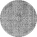 Round Abstract Gray Modern Rug, abs2107gry