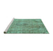 Sideview of Machine Washable Abstract Turquoise Modern Area Rugs, wshabs2107turq