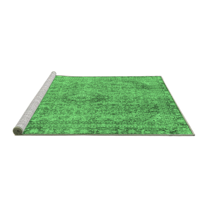 Sideview of Machine Washable Abstract Emerald Green Modern Area Rugs, wshabs2107emgrn