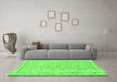 Machine Washable Abstract Green Modern Area Rugs in a Living Room,, wshabs2108grn