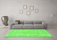 Machine Washable Abstract Green Modern Rug, wshabs2108grn