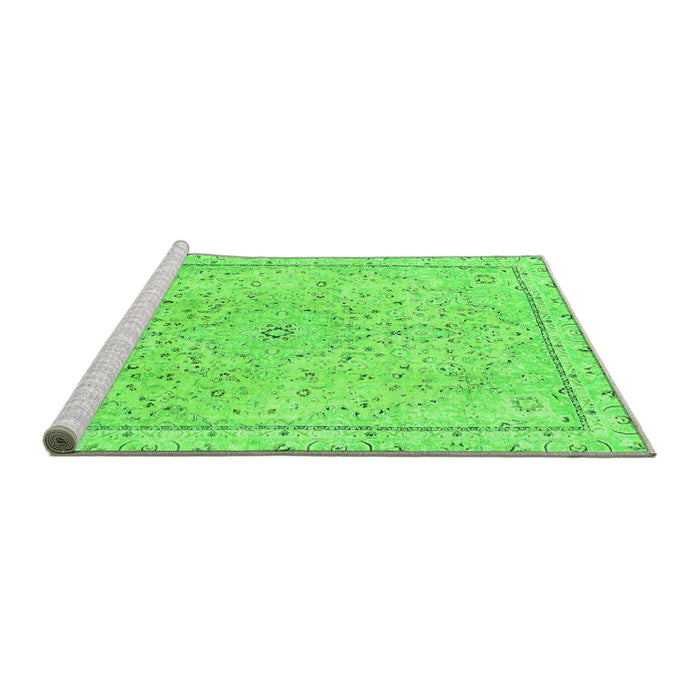 Sideview of Machine Washable Abstract Green Modern Area Rugs, wshabs2108grn